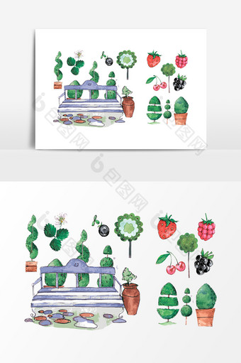 绿化植物盆栽设计素材图片