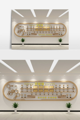 cdr+max简洁企业形象荣誉墙模型设计