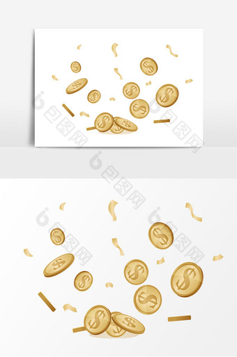 卡通漂浮的金币元素图片