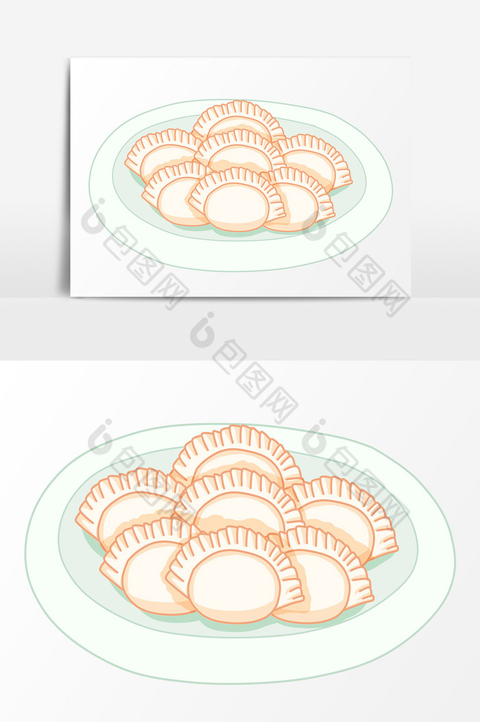 卡通手绘一盘饺子元素