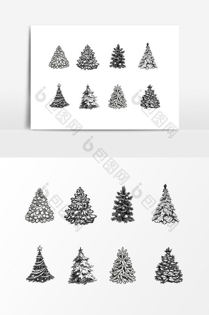 卡通松树圣诞树设计素材