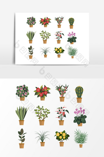 绿色花盆花卉植物设计素材图片