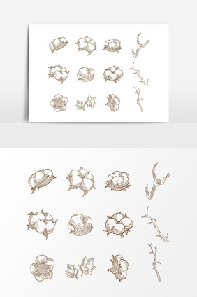 棉花线条图案设计素材
