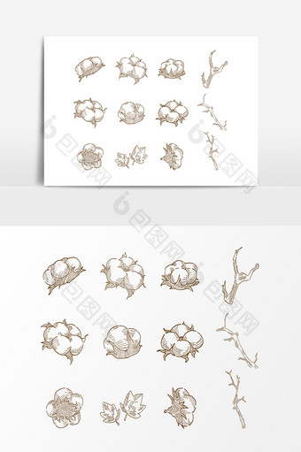 棉花线条图案设计素材图片