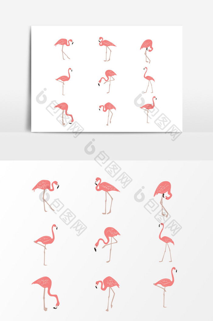 粉色动物火烈鸟设计素材