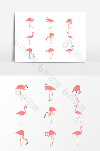 粉色动物火烈鸟设计素材图片
