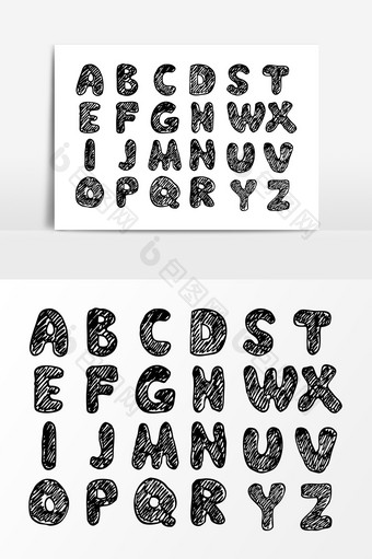 黑色涂鸦英文字母设计元素图片