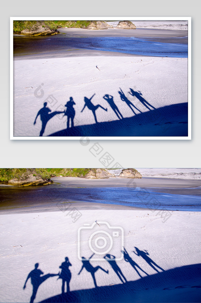 新西兰华拉里基海滩入海口剪影摄影图片