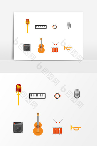扁平化乐器音乐设计素材图片