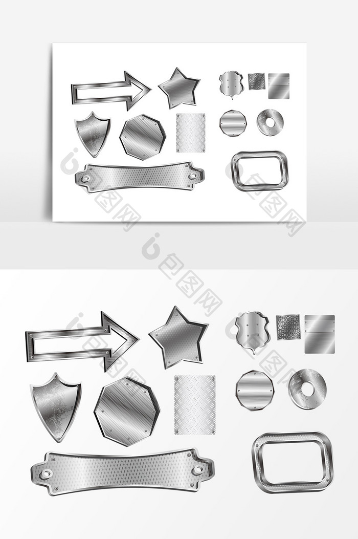 金属材质纹理几何图形标签元素
