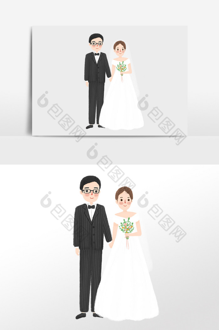 浪漫结婚婚礼新人插画图片图片