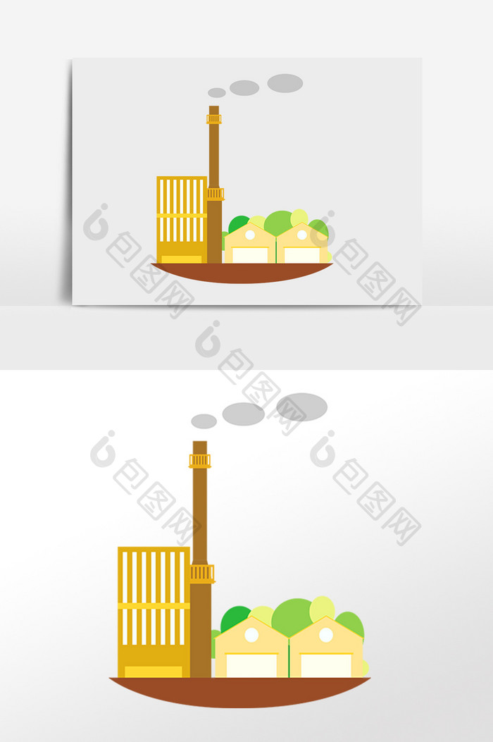 手绘卡通加工工厂建筑插画