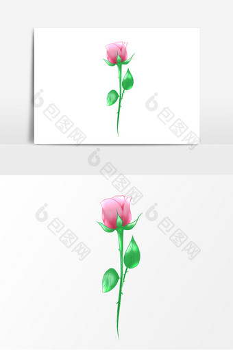 手绘粉色玫瑰花花苞元素图片