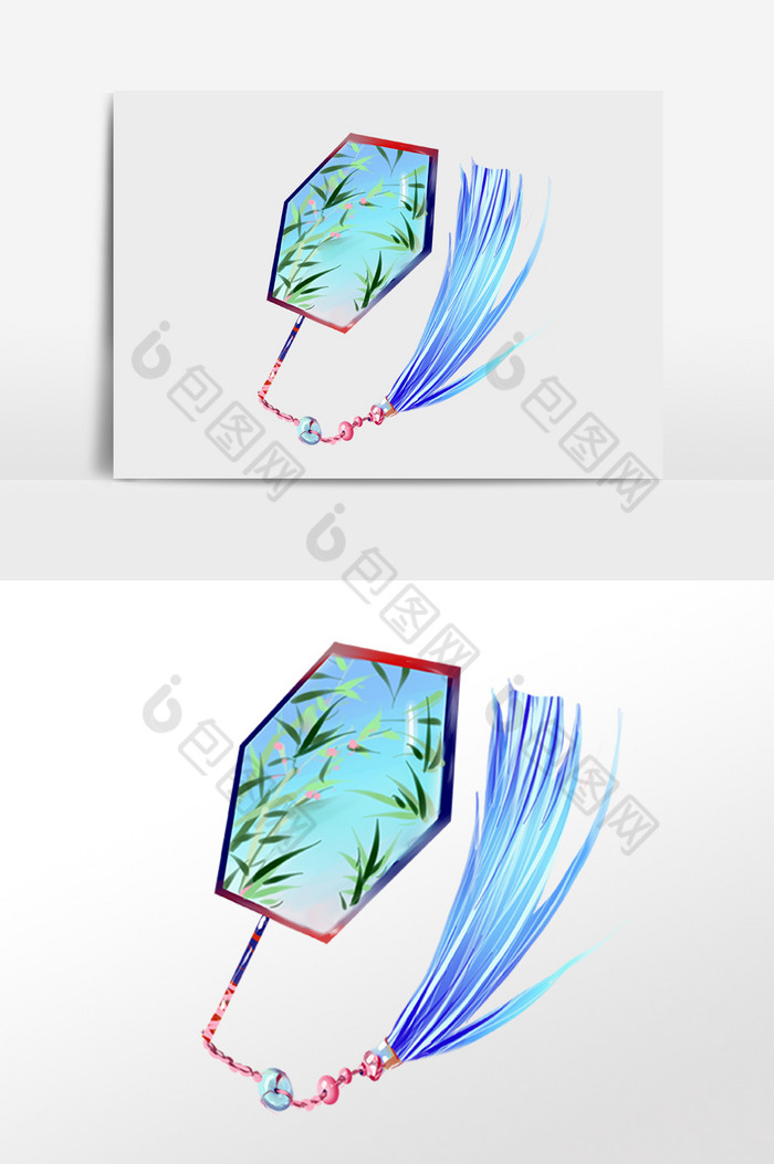 富贵竹扇子插画图片图片