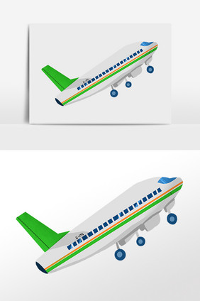 手绘航空交通工具客机飞机插画