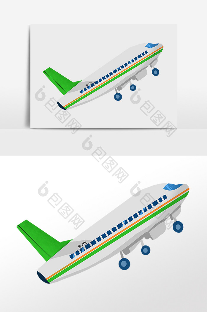 手绘航空交通工具客机飞机插画