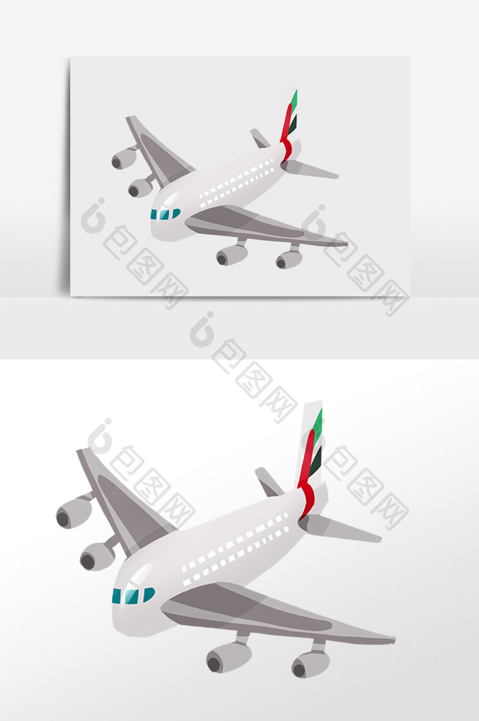 手绘航空交通工具飞机客机插画