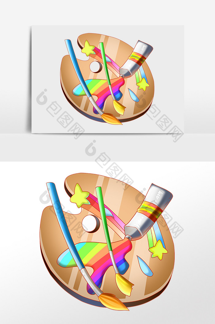 手绘绘画工具调色板颜料插画