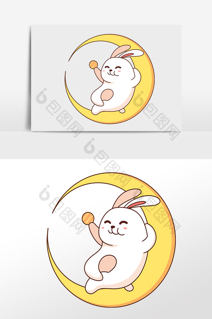 中秋节月亮上玉兔插画图片图片