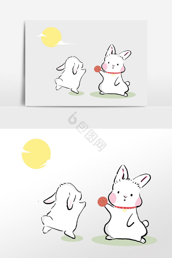 中秋节快乐开心玉兔插画图片