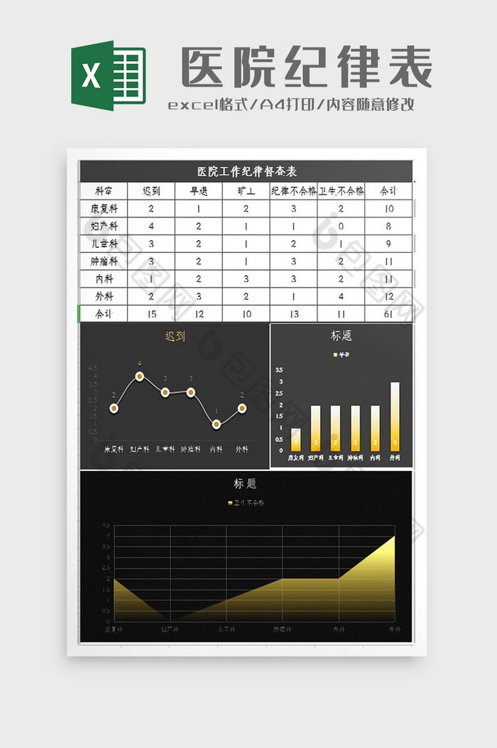 自动生成医院纪律督查表Excel模板