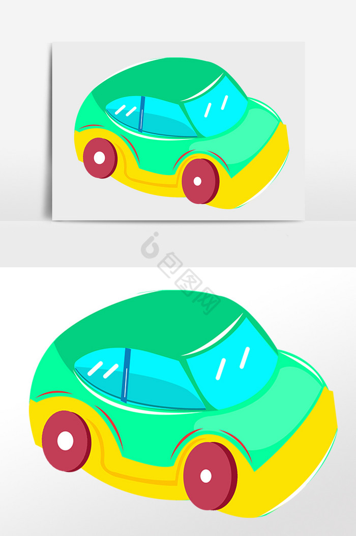 儿童玩具小轿车插画图片