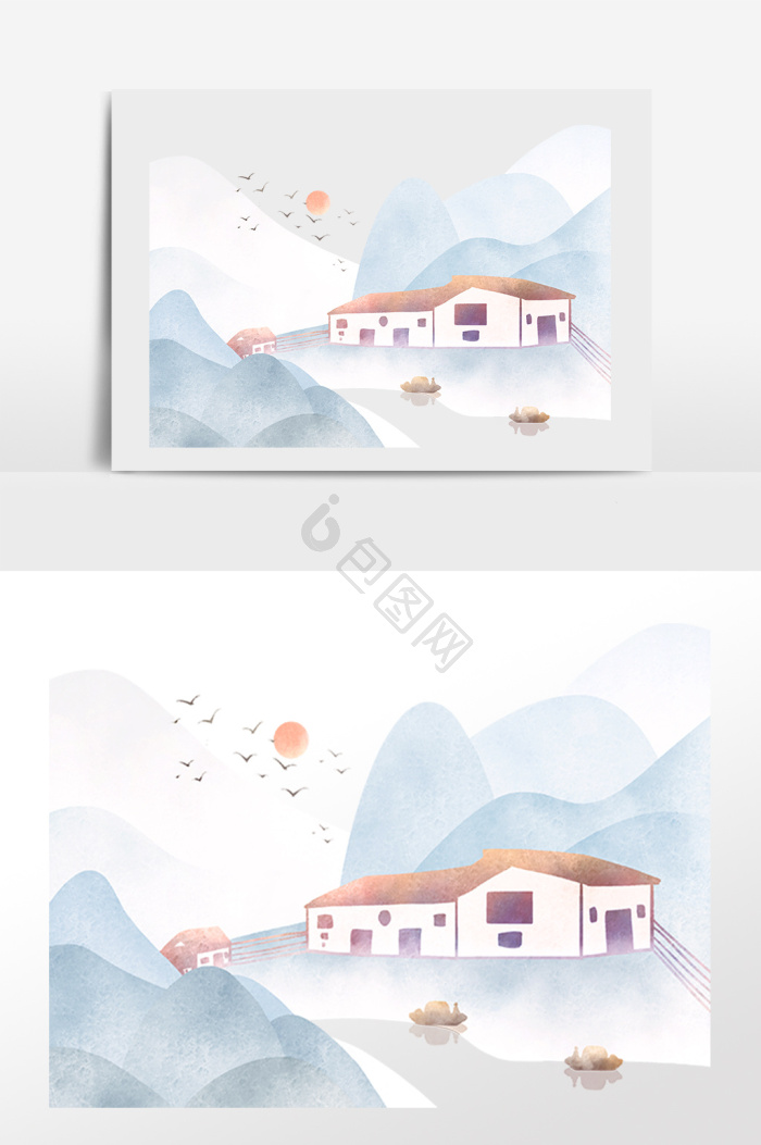 云雾插画图片下载-包图网