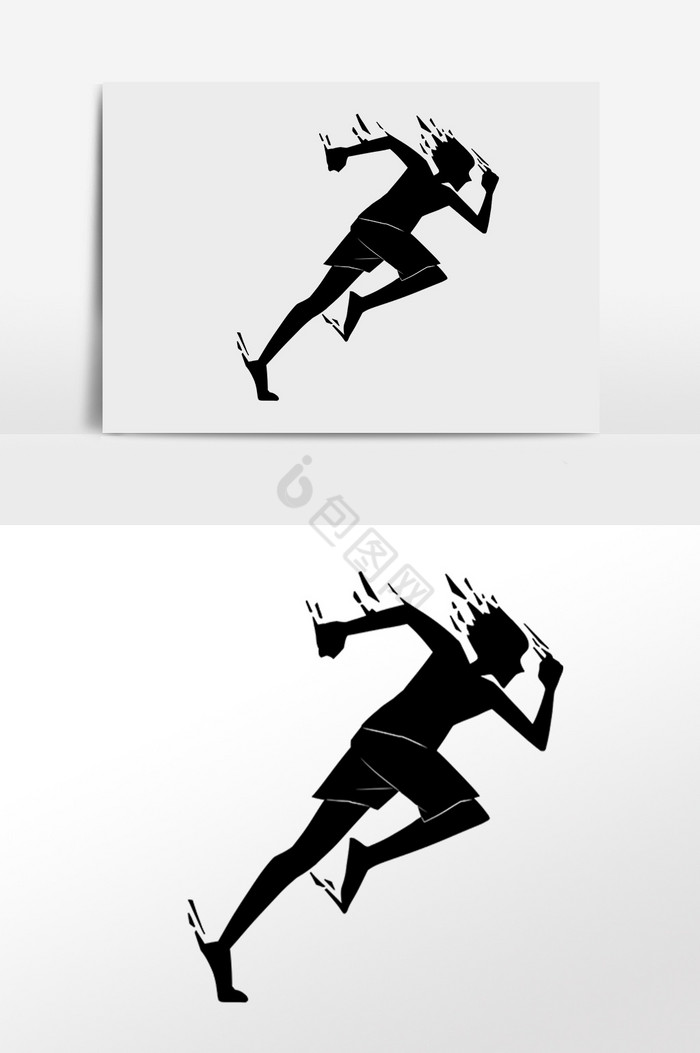 跑步赛跑人物剪影插画图片
