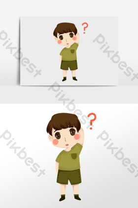 想事情思考小男生插画
