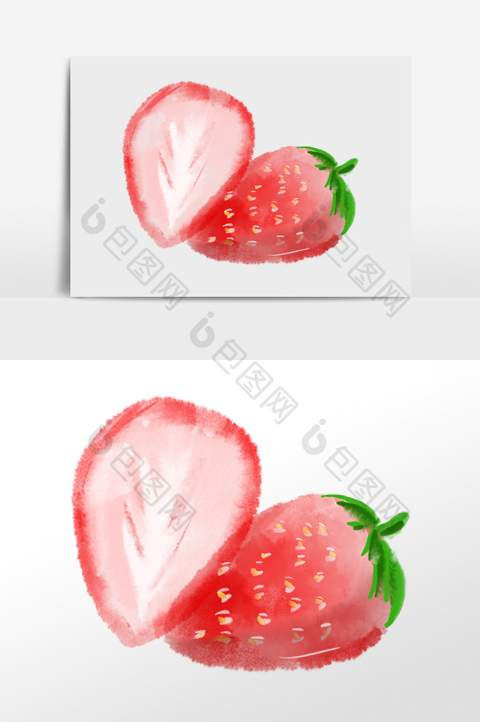 夏季新鲜美味水果草莓插画