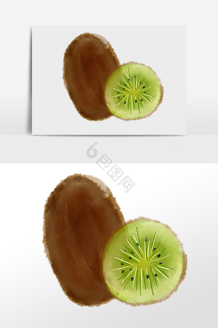 夏季新鲜美味水果猕猴桃插画图片