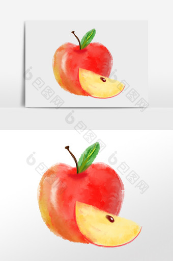 手绘夏季新鲜美味水果苹果插画图片