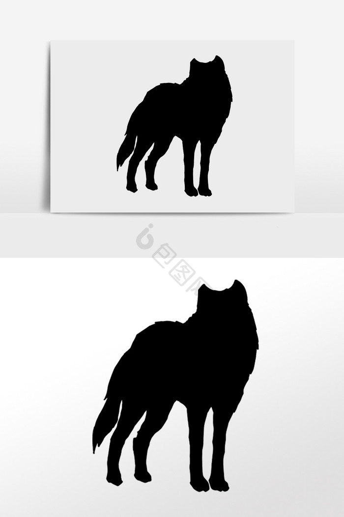 野生动物狼剪影插画图片