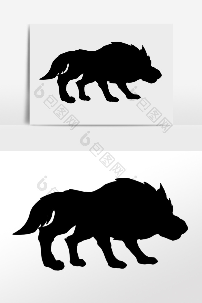 凶猛野生动物狼剪影插画png下载-包图网