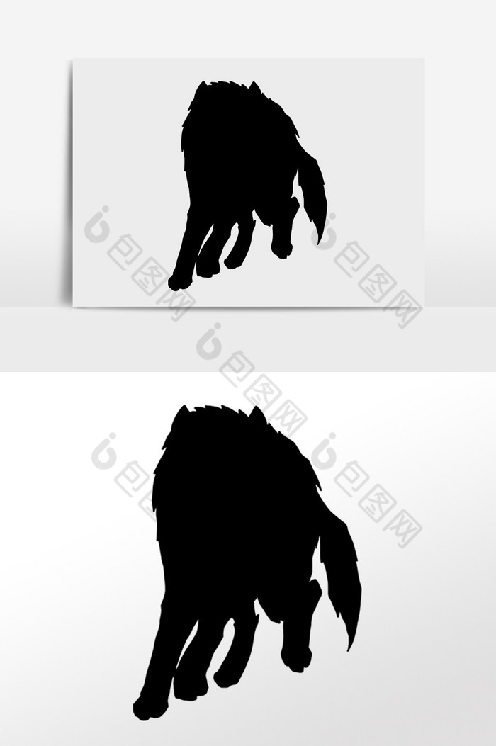 奔跑狼动物剪影插画图片