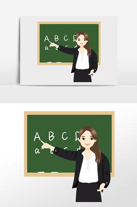教课英语老师插画
