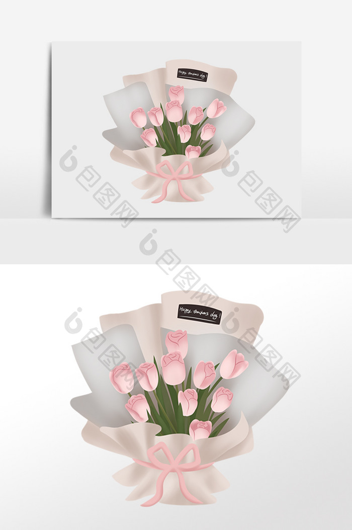 手绘节日鲜花玫瑰花花束插画 Psd素材 包图网 手绘节日鲜花玫瑰花花束插画 Psd素材 包图网