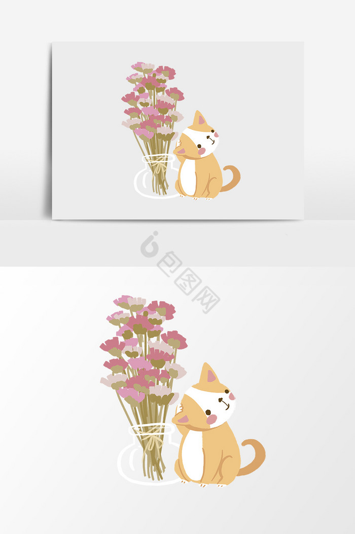 鲜花和猫咪图片