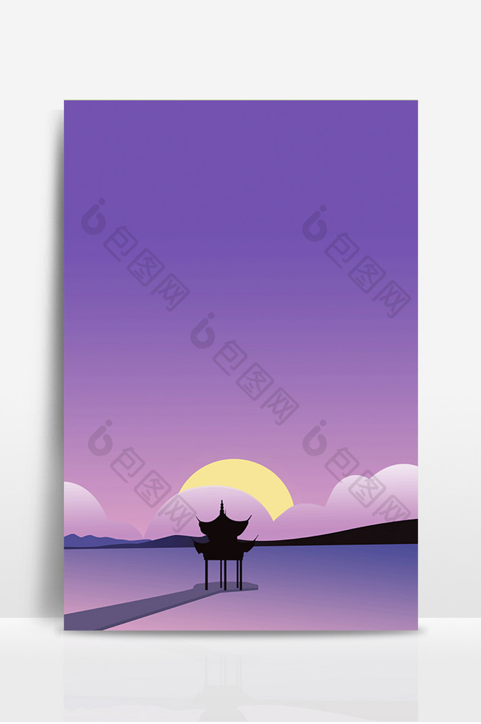 唯美紫色夜景海报背景元素素材设计