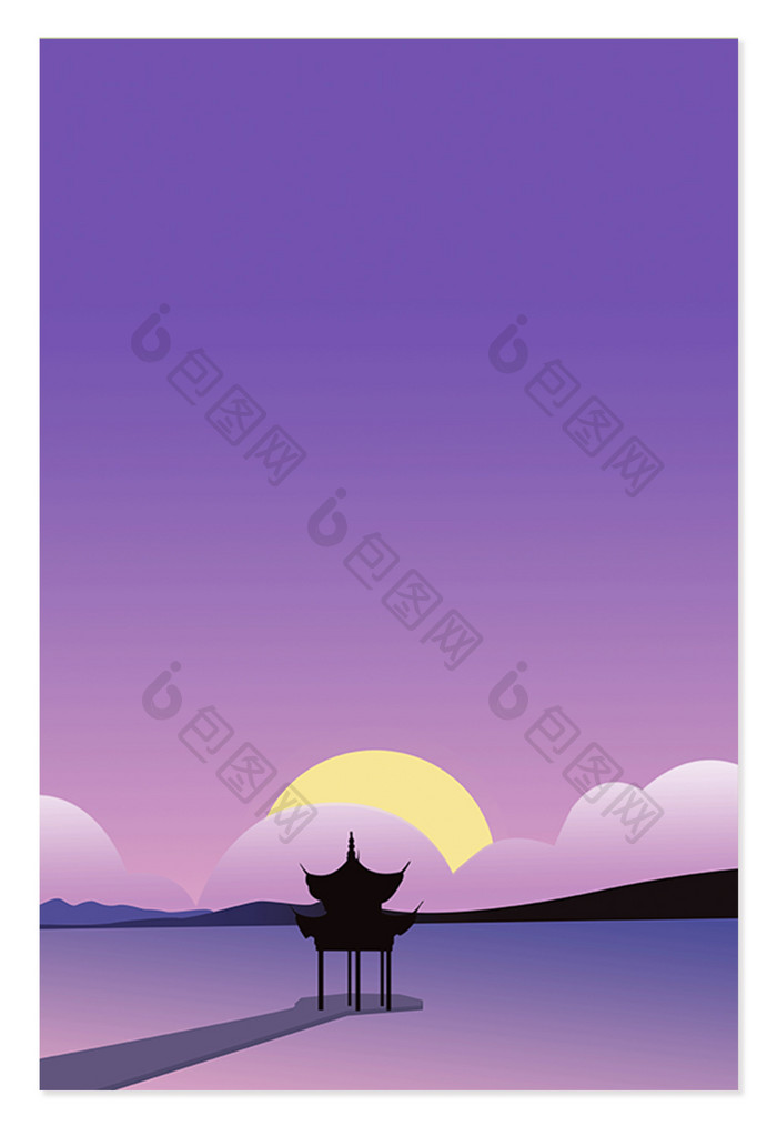 唯美紫色夜景海报背景元素素材设计