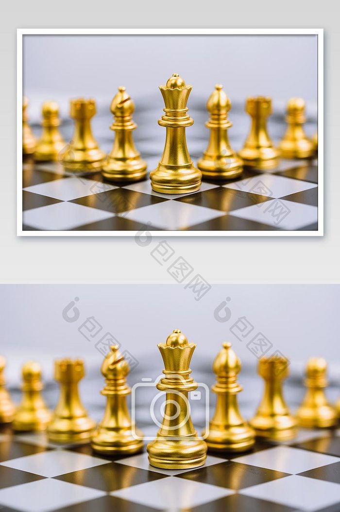 国际象棋金色棋子大气图片