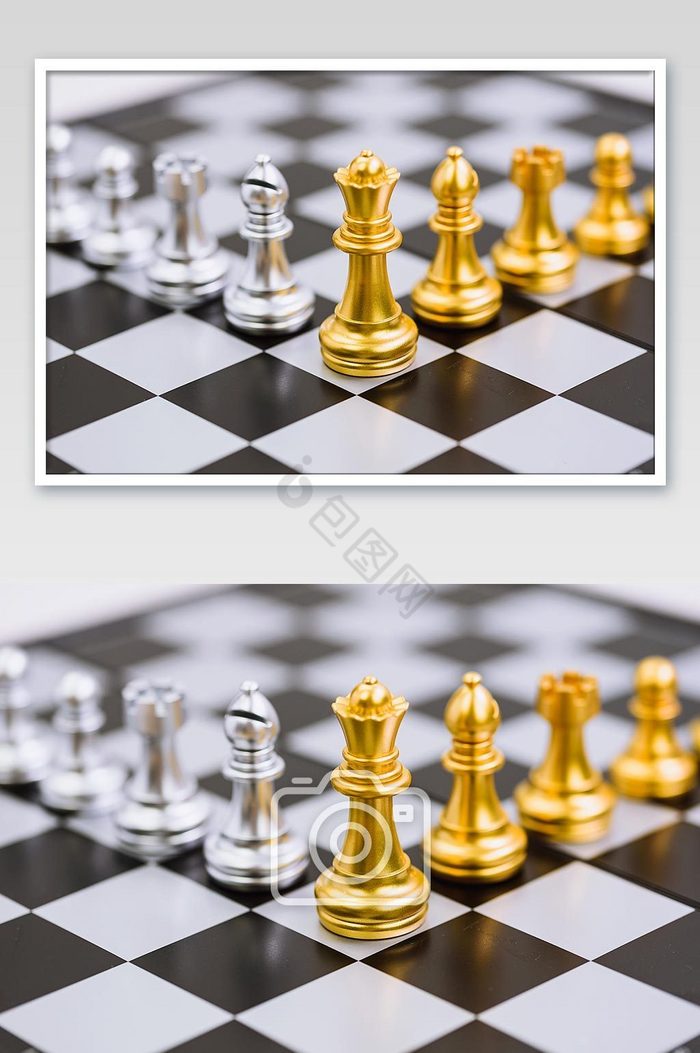 国际象棋金银棋子创意图片
