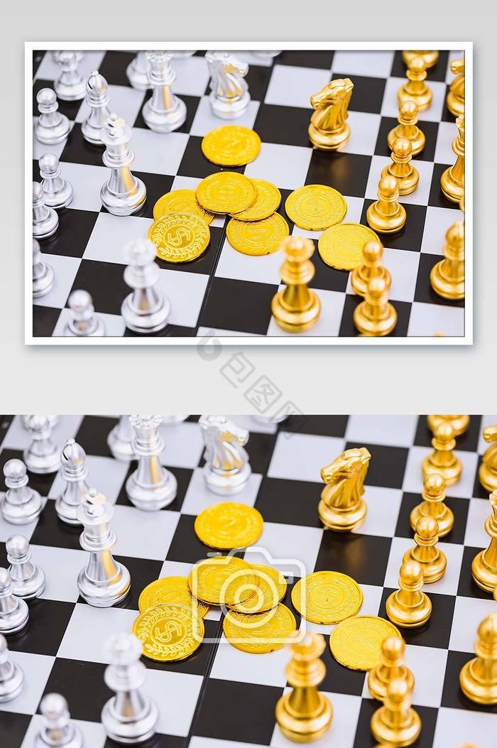 国际象棋金币金融背景图片