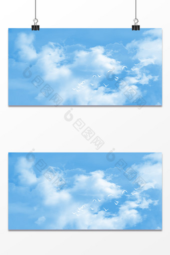 大气简约蓝色天空白云质感海报背景图片