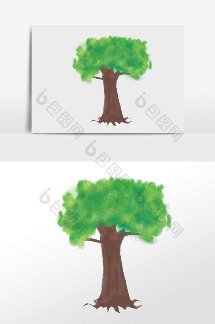 手绘保护绿色环境树木插画