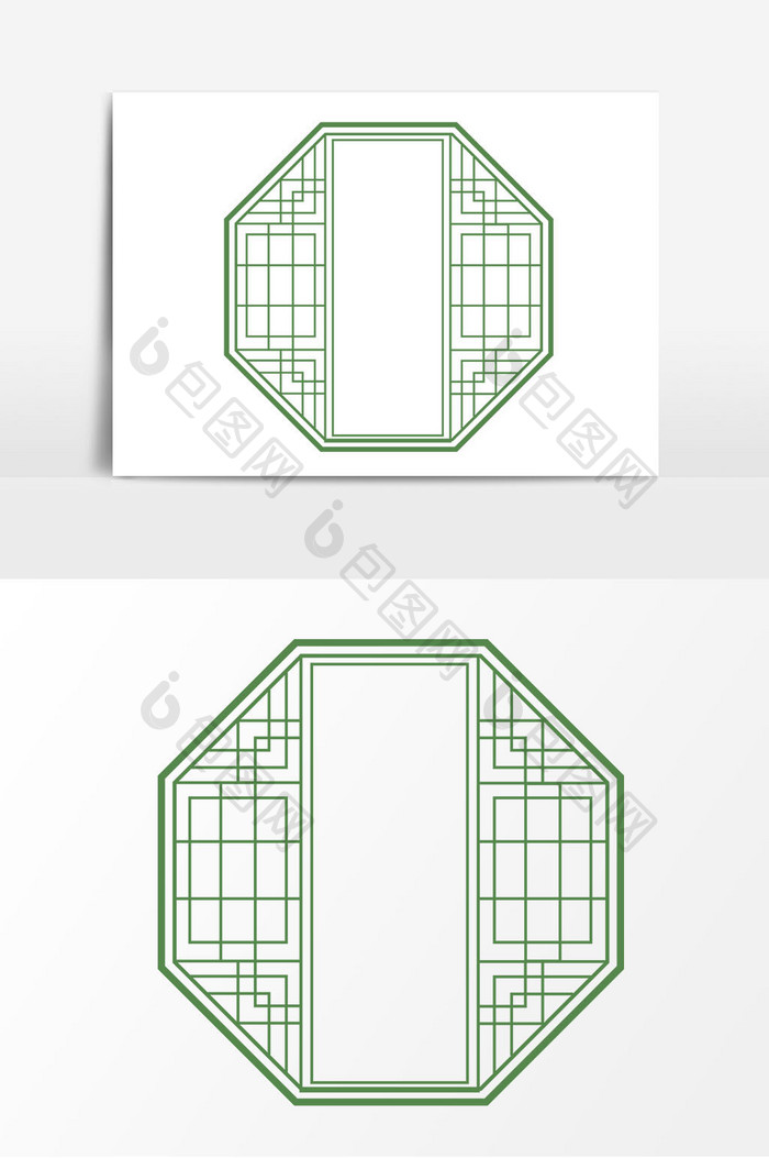 绿色窗户边框矢量元素