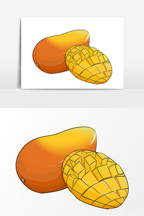 手绘夏季大暑水果芒果元素