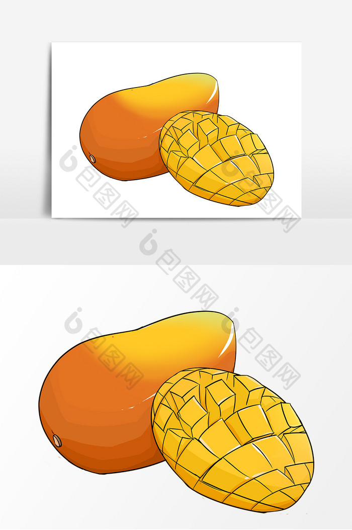 手绘夏季大暑水果芒果元素