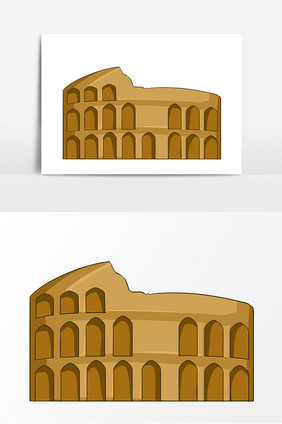 斗兽场建筑手绘卡通形象元素