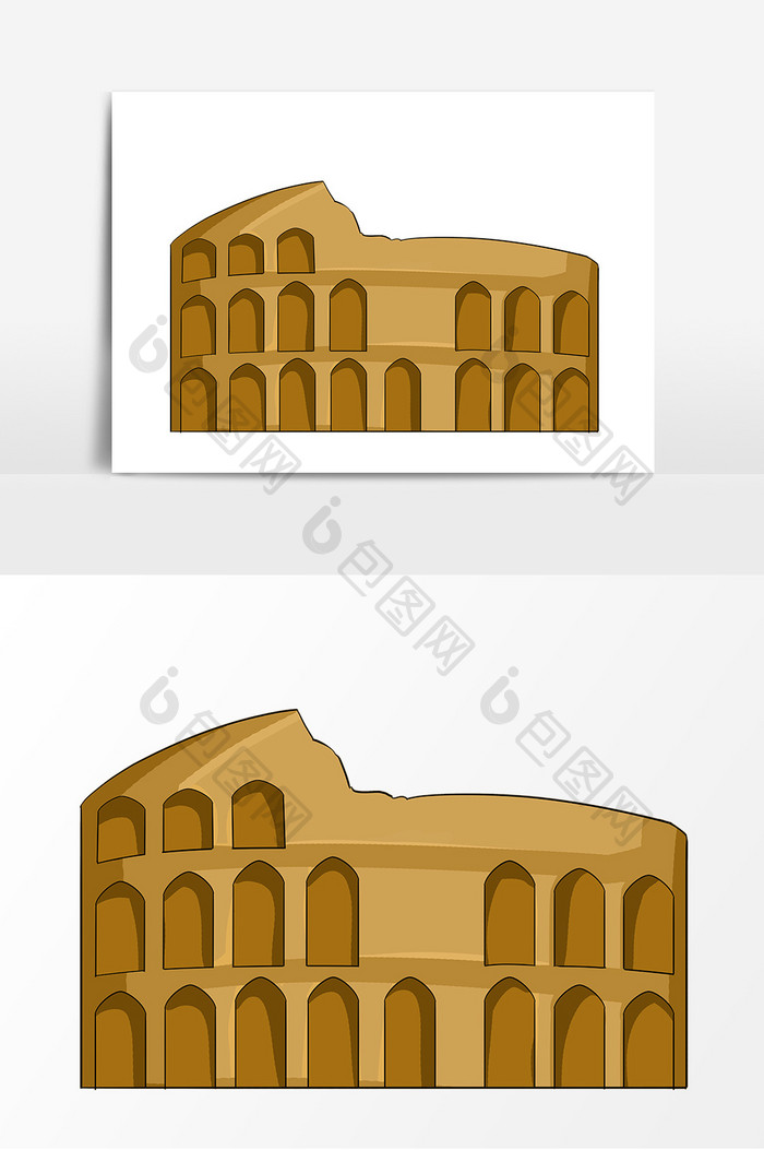 斗兽场建筑手绘卡通形象元素